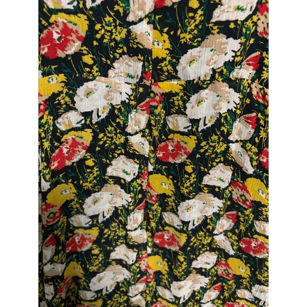 J.Crew Mercantile Black Floral Tiered Midi Slip Dress Boho Cottagecore S